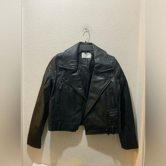 Oak + Fort vegan Leather Biker Jacket Women’s XS - Picture 1 of 9